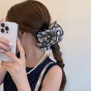 ボリュームストライプシュシュ 韓国風 高め結びに  2色