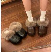 秋冬シューズ パンプス つっかけ 裏起毛 フェイクレザー お出かけ 靴