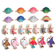 カラーチャーム　金属チャーム　シェル　カメ　サメ　アクセサリーパーツ 海外倉庫発送