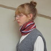 ウールネックウォーマー　30*20cm　ボーダー柄 　韓国ファッション