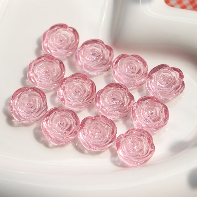 デコパーツ 薔薇 ハンドメイド カボション ピンク アクセサリーパーツ 花 ローズ アクリルパーツ 透明 ばら