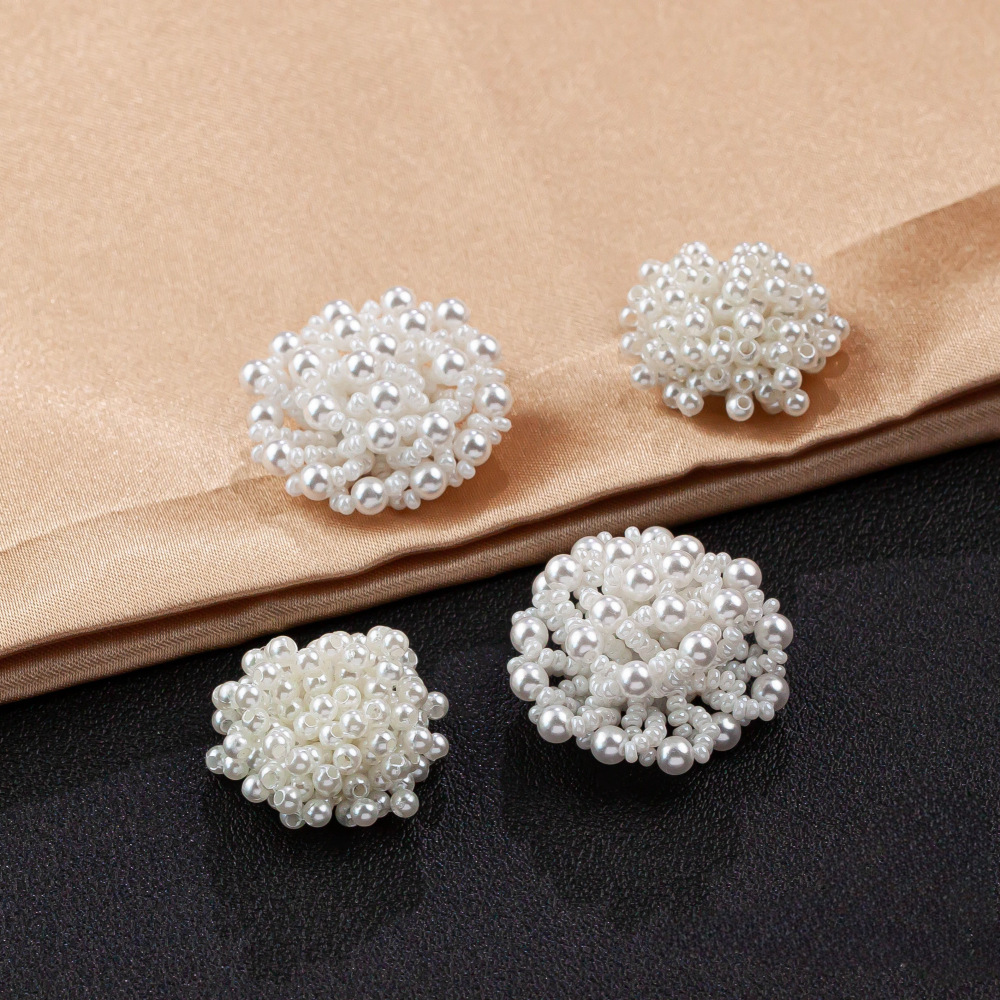 ハンドメイド イミテーションパール ビーズ きらきら フラワー 花 モチーフ アクセサリーパーツ りぼん結び