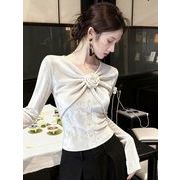 長袖トップス 切り替え スリム 着痩せ シンプル