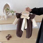 2025秋冬※つなぎパンツセット リボン付きサロペット長ズボン　カバーオール＋トップスセット 女の子