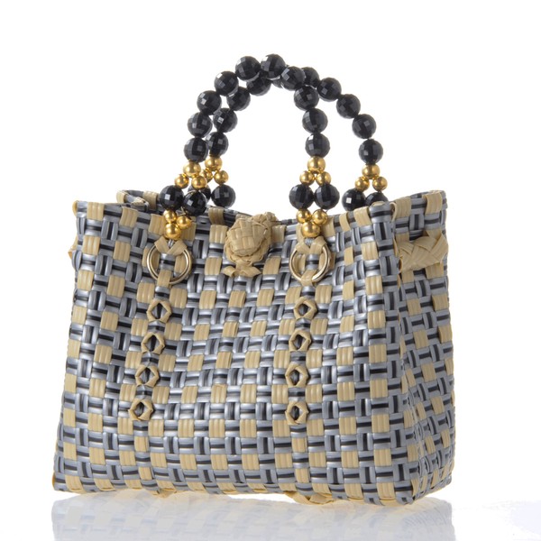 秋冬も持てるパサールバッグ mini / ゴージャスver.  ★めちゃ軽＆丈夫！★   / silver&beige