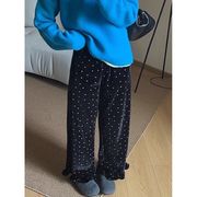 【予約226875】大きいサイズ秋冬 韓国 カレッジ風 新しいデザイン カジュアル パンツ S ~3L裏起毛