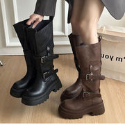 エンジニアブーツ 厚底 太ヒール ベルトバックル ワークブーツ おでこ靴 マニッシュ 袴ブーツ