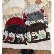 ニット帽　ビーニー　猫　かわいい　韓国帽子