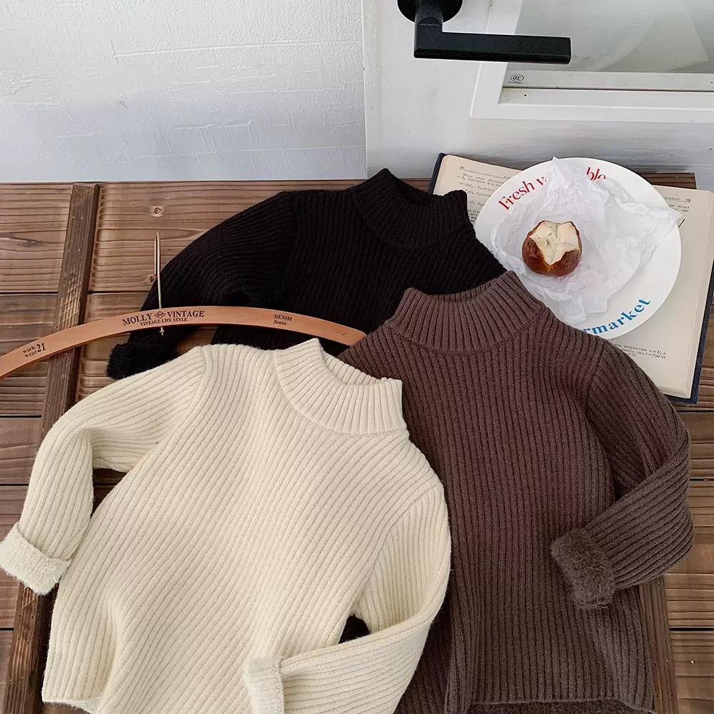 キッズ 起毛 ニット 韓国風 セーター 冬 トップス 男女兼用   3色  90-150cm