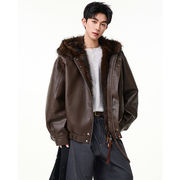 メンズ 両面着用 PU ジャケット 男女兼用 ストリート系 防寒アウター 秋冬 2025新作★全3色