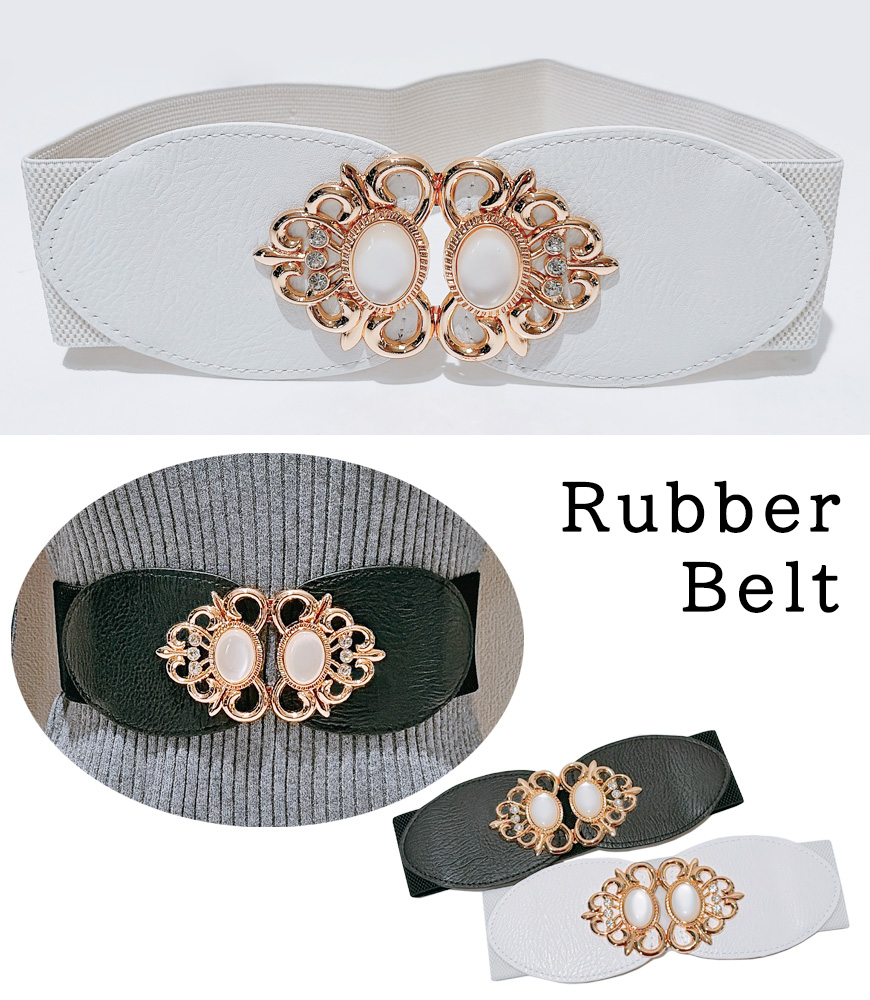 【2025新作】ビジューバックル中太ゴムベルト★ベルト1637