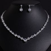 【キュービックジルコン】ゴージャスデザインネックレスピアスセットE190009