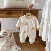 2026春秋子供服 シンプル 可愛い ロンパース 連体服 韓国風 防寒 温かい ベビー服 キッズ服 [66~90cm]