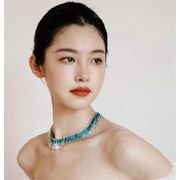 お値段以上です おしゃれブルータッセル 鎖骨ネックレス 22g軽量 誕生日プレゼント