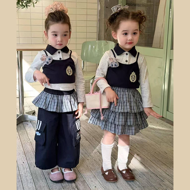 2026春※キャミソール フェイクレイヤード 学院風 セットアップ フラップ付きワイドカーゴパンツ