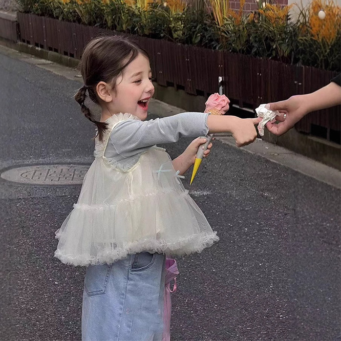 2026春※セットアップ キャミソールチュールスカート＋インナートップス＋デニムパンツ 女の子