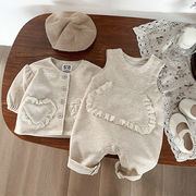 2026春※セット 薄手 長袖カーディガン 大ポケット ノースリーブロンパース 女の子