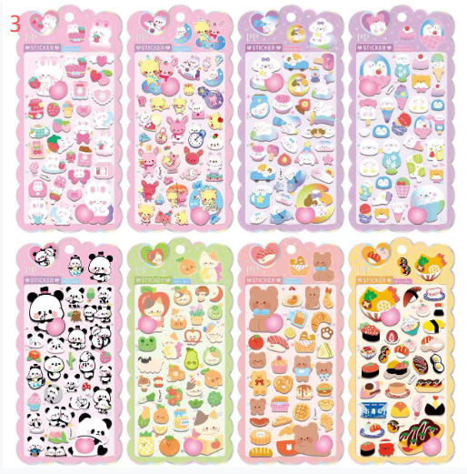 DIY手作り  粘着シール 3D 立体ステッカー  シール デコレーション ぷくぷく ステッカー 文具