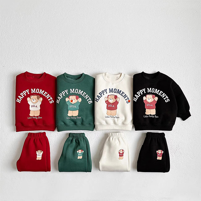 2026春※YS☆セット クマモチーフ トップス＋パンツ セットアップ