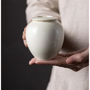 大幅値下 激安セール 陶器製密閉容器 直径7.5cm 高さ8cm 青灰色 茶葉目覚め用 ドライフルーツ保存