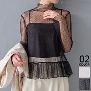 【2026新作商品♪】ハイネックドットシアートップス