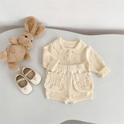 2026春新作　ベビー服　ニット　セットアップ　カーディガン　ショートパンツ　可愛い　おしゃれ　子供服