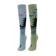 和柄デザイン着圧ハイソックス【五重塔】