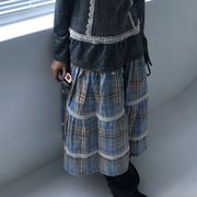 2026年INS 春新作   気質   おしゃれ   スウィート  レース  チェック  ミニスカート