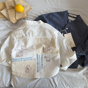 2026春※YMM☆シャツ カートゥーン 丸首 シャツ 切り替え シャツジャケット 男女兼用