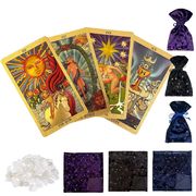 タロット ゴールドタロット4点セット 【タロットカード+テーブルクロス&ポーチ+水晶 さざれ石】