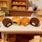 PVC食品サンプル 果物 フランスパン フェイクケーキ ドーナツ サンプル 模型 学校 行事 飾り オーナメント