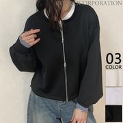 【2026新作商品♪】バイカラーレイヤード見えショート丈ブルゾン