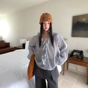 チェック柄ブラウス　レディース　デザイン　韓国ファッション　INS