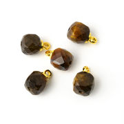 【天然 タイガーアイ】 多面カットチャーム 銅製 パーツ 天然石 ブラウン 虎目石 ハンドメイド用 1個売り