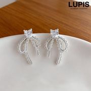 ピアス レディース リボン レース ハート ビジュー キラキラ 華やか ガーリー フェミニン かわいい