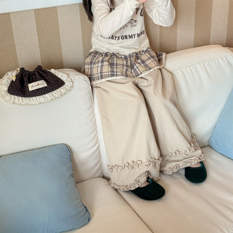 子供服　80~130cm　キッズドッキングパンツ　チェック柄　韓国子供服