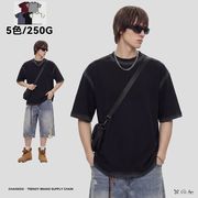 【OEM】メンズ ヴィンテージ風ウォッシュ加工 250g 半袖Tシャツ ユニセックス オーバーサイズ★全5色