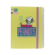 特価商品　スヌーピー　ゴムバンド付きクリアファイル5P+F(イエロー)