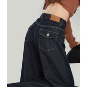 【日本倉庫即納】 ワイドデニムパンツ ハイウエストジーンズ