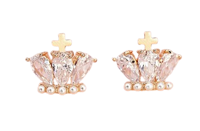 レーディス エレガント キラキラ ビジュー 王冠 クラウン ピアス 　e01008