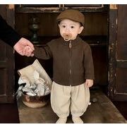 2026春秋子供服 可愛い ニットセーター&パンツ セットアップ 韓国風 ベビー服 キッズ服 [73~120cm]