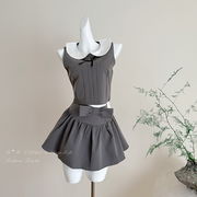 今季マストバイ   早春新作  ノースリーブ   ノースリーブ  トップス+プリーツ  ミニスカート