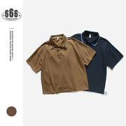 PX0007 2026年夏新作 ポロシャツ メンズ レトロ 半袖 ポールカラー ゆったり トップス