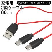 USBType-cケーブル/2股/80cm/充電ケーブル/2台同時充電/TyapeAtoC2/56kΩ抵抗搭載/タイプC2股ケーブル