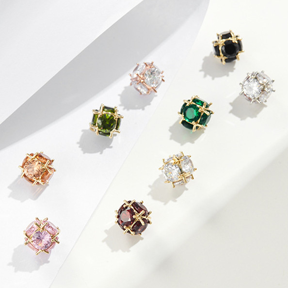 ストーン パーツ 金 銀 ダイヤ 立体的 真鍮製 ピンクゴールド アクセサリーパーツ 金属 資材 キューブ