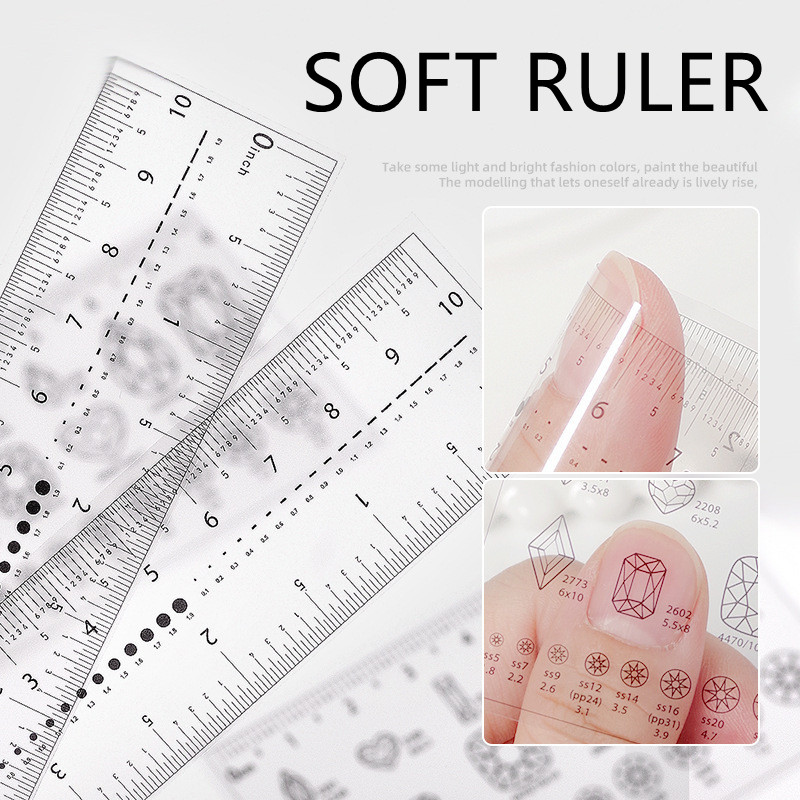 ネイル ソフト定規 柔らかい定規 ソフトメジャー ネイルチップ 測定用 柔らかい スケール 短い クリア 透明