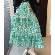 ボトムス スカート Aライン フリルスカート  ロング丈 総柄
