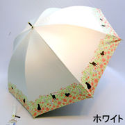 【晴雨兼用】【長傘】UVカット&遮光率99.99％以上！UPF50+・お花畑と猫柄晴雨兼用手開き傘
