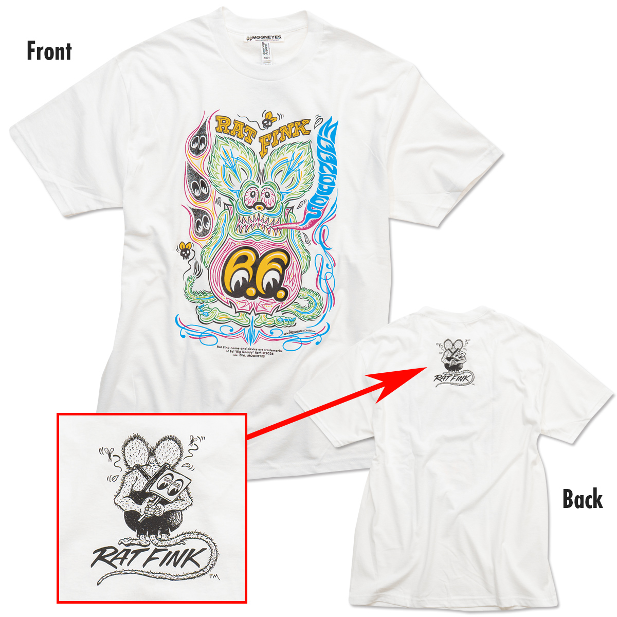Rat Fink x MOON ピンストライプ Tシャツ ラットフィンク ムーンアイズ MOONEYES