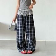 2026夏新作 子供服 　キッズ　女の子　チェック柄　ワイドパンツ　長ズボン　カジュアル120～170cm